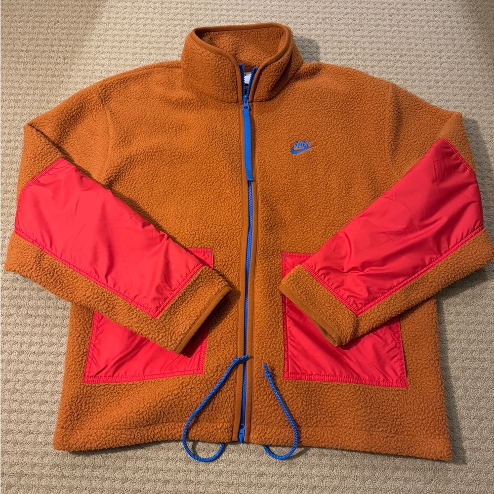 Nike Orange and Red Fleece Jacket